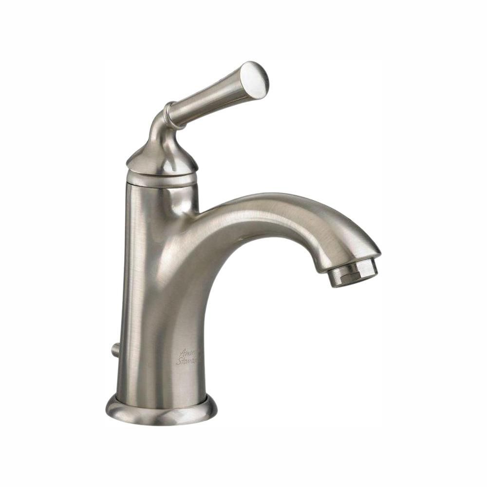 American Standard Portsmouth Monoblock Single Hole 1-Handle Mid-Arc Bathroom Faucet in Satin Nickel with Speed Connect Drain American Standard Portsmouth Monoblock Single Hole 1-Handle Mid-Arc Bathroom Faucet in Satin Nickel with Speed Connect Drain