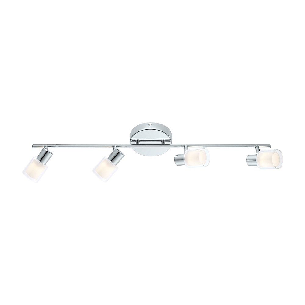 Eglo Salti Rail LED 4L, fini chrome avec verre givré et clair Eglo Salti Rail LED 4L, fini chrome avec verre givré et clair
