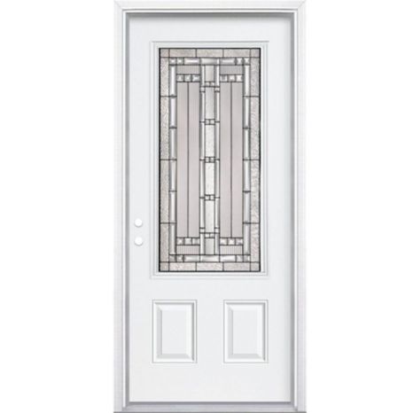 Image result for Masonite  Antique Black 3/4-Lite Right Hand Entry Door with Brickmould