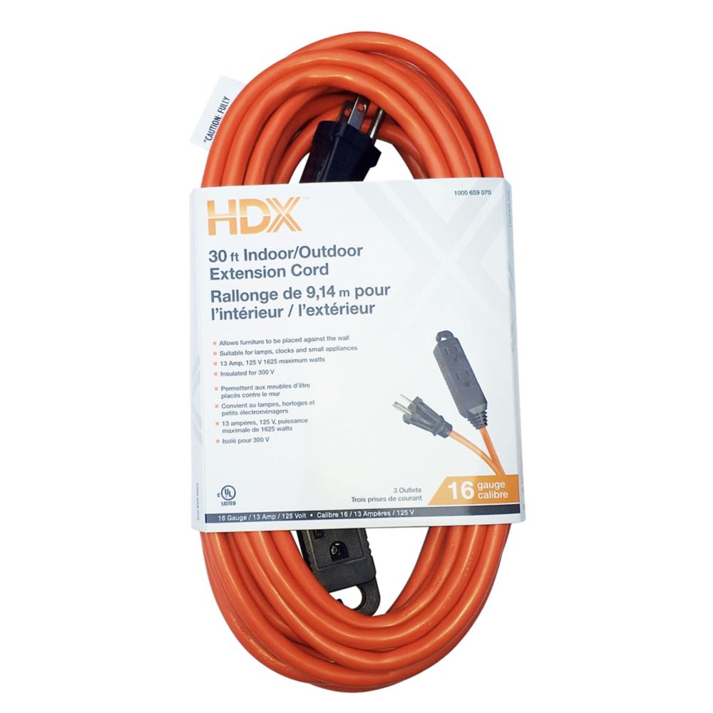 HDX Indoor/Outdoor LightDuty Extension Cord The Home Depot Canada
