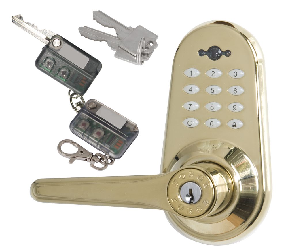 Forge Polished Brass Keyless Entry Electronic Lever Lock