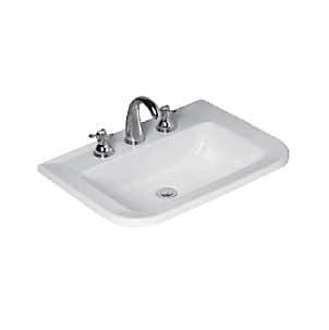 Novara Drop In Ceramic Bathroom Sink With 4 Inch Centres In White