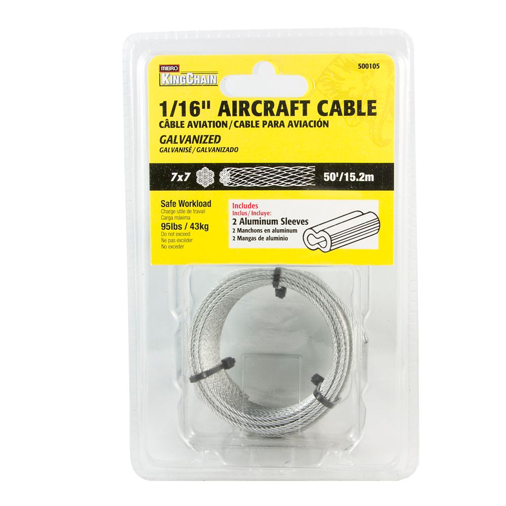 KingChain 1/16 7X7 Aircraft Cable Galv 50 ft The Home Depot Canada
