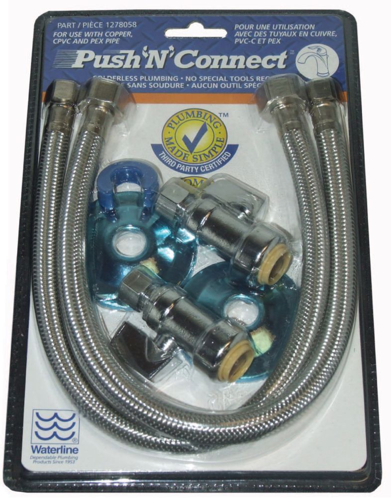 Push'N'Connect Faucet Hook Up Straight Stop Push Connect 16 Inch ...