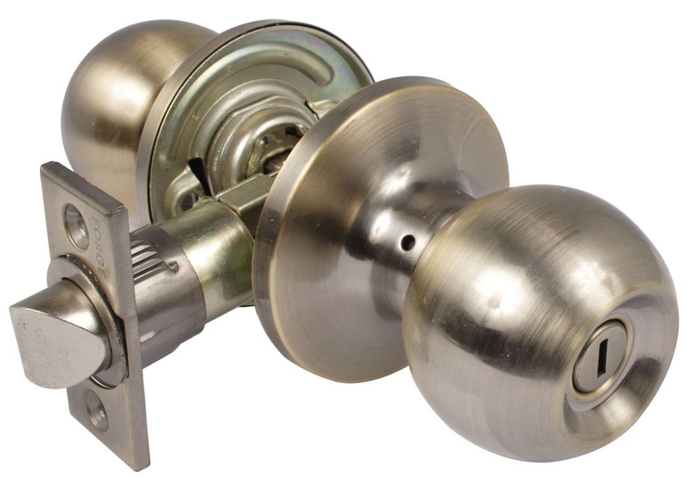 Forge Saturn Antique Brass Privacy Door Lock The Home Depot Canada