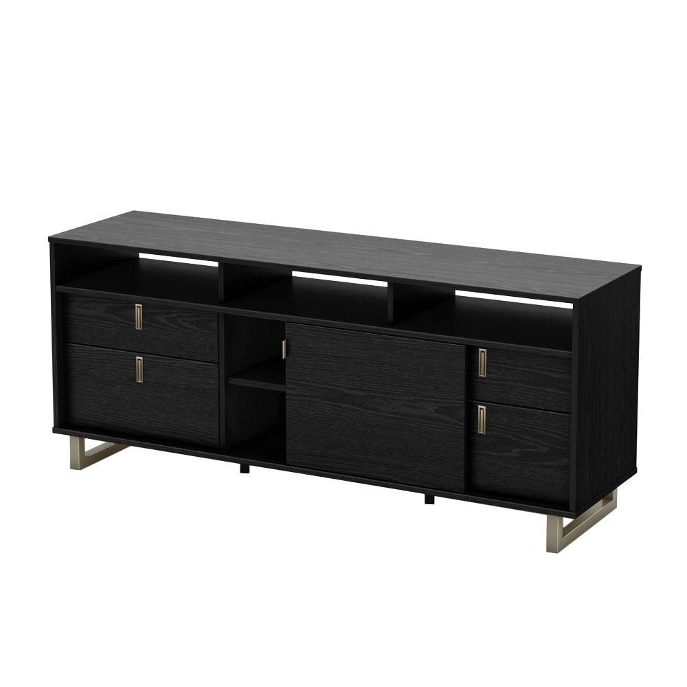 South Shore Uber TV Stand Black Oak The Home Depot Canada
