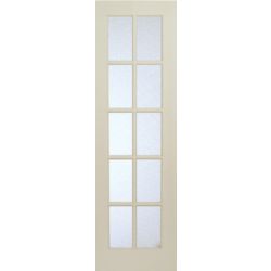 24 Inch X 80 Inch Primed 3 Lite Shaker French Door With Aqui Privacy Glass