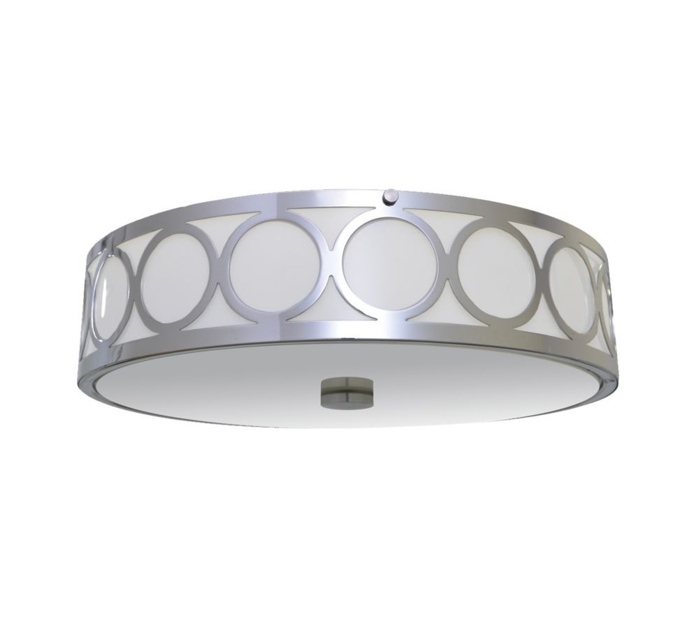 Hampton Bay Brushed Nickel 3Light Laser Cut Drum Flush Mount The