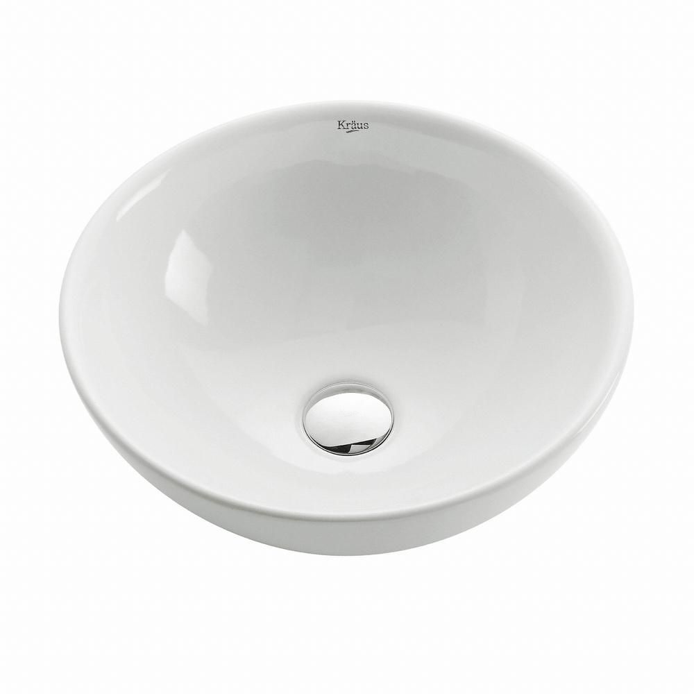 Kraus Lavabo rond blanc en c?ramique Home Depot Canada