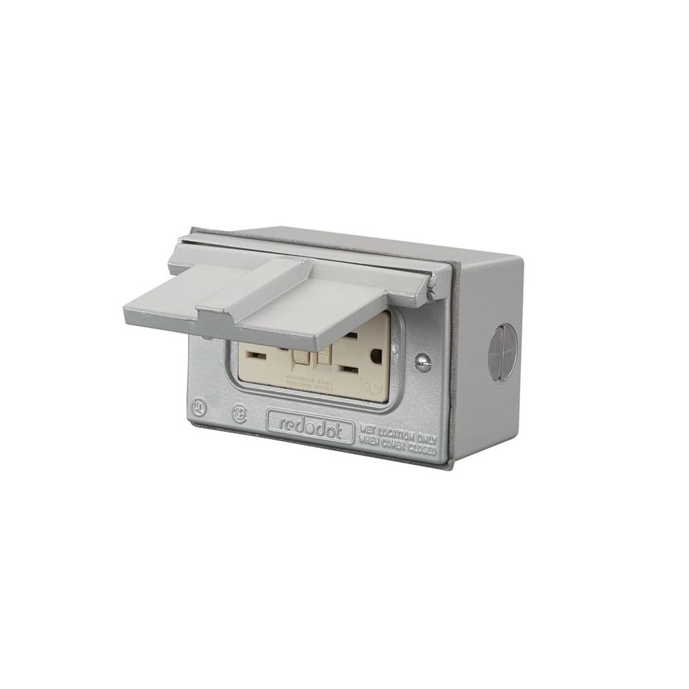 Red Dot Weatherproof Single Gang GFCI Device Metal Box Kit Grey The Home Depot Canada