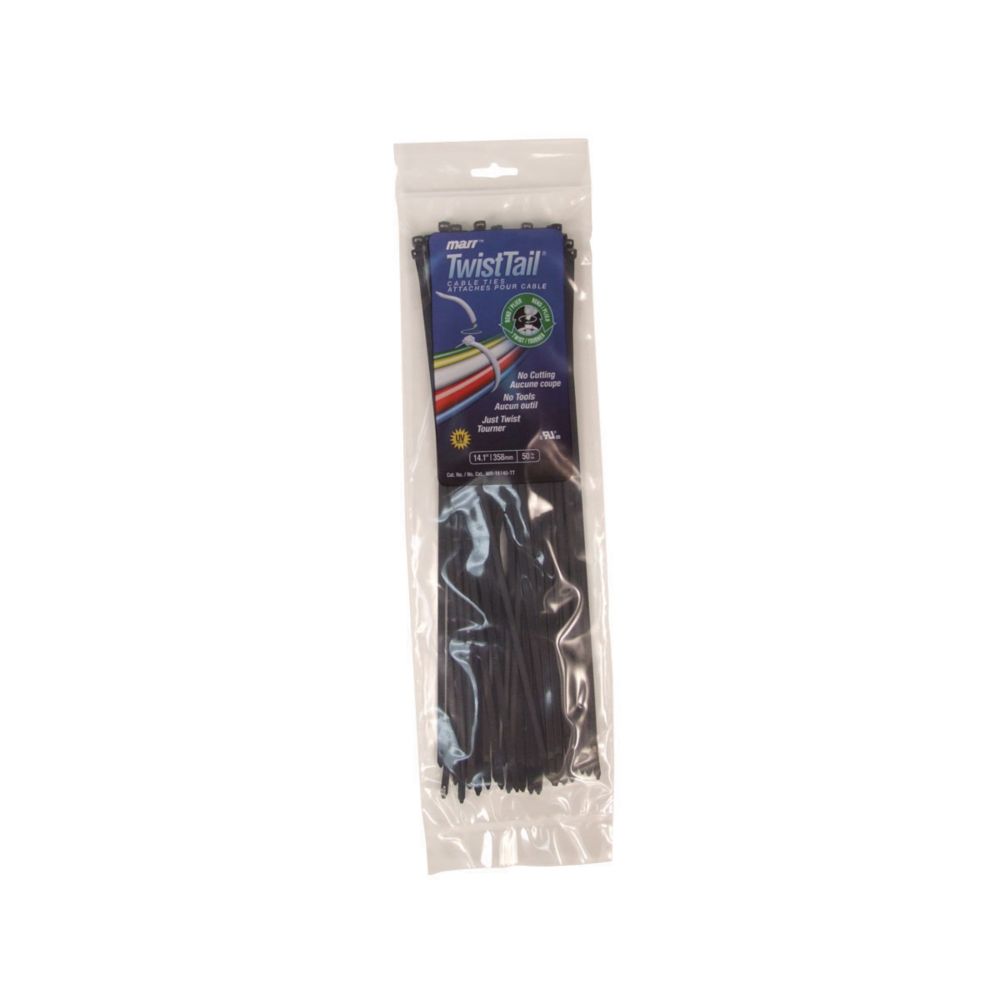 Thomas & Betts UV Black Twist Tail Cable ties 14 Inches (Bag of 50) The Home Depot Canada