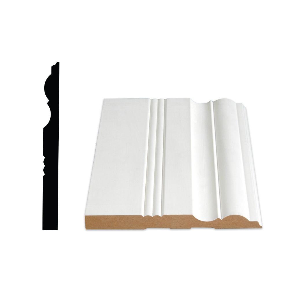 R2i Millwork Baseboard Prefinished Ready to Install Fauxwood White