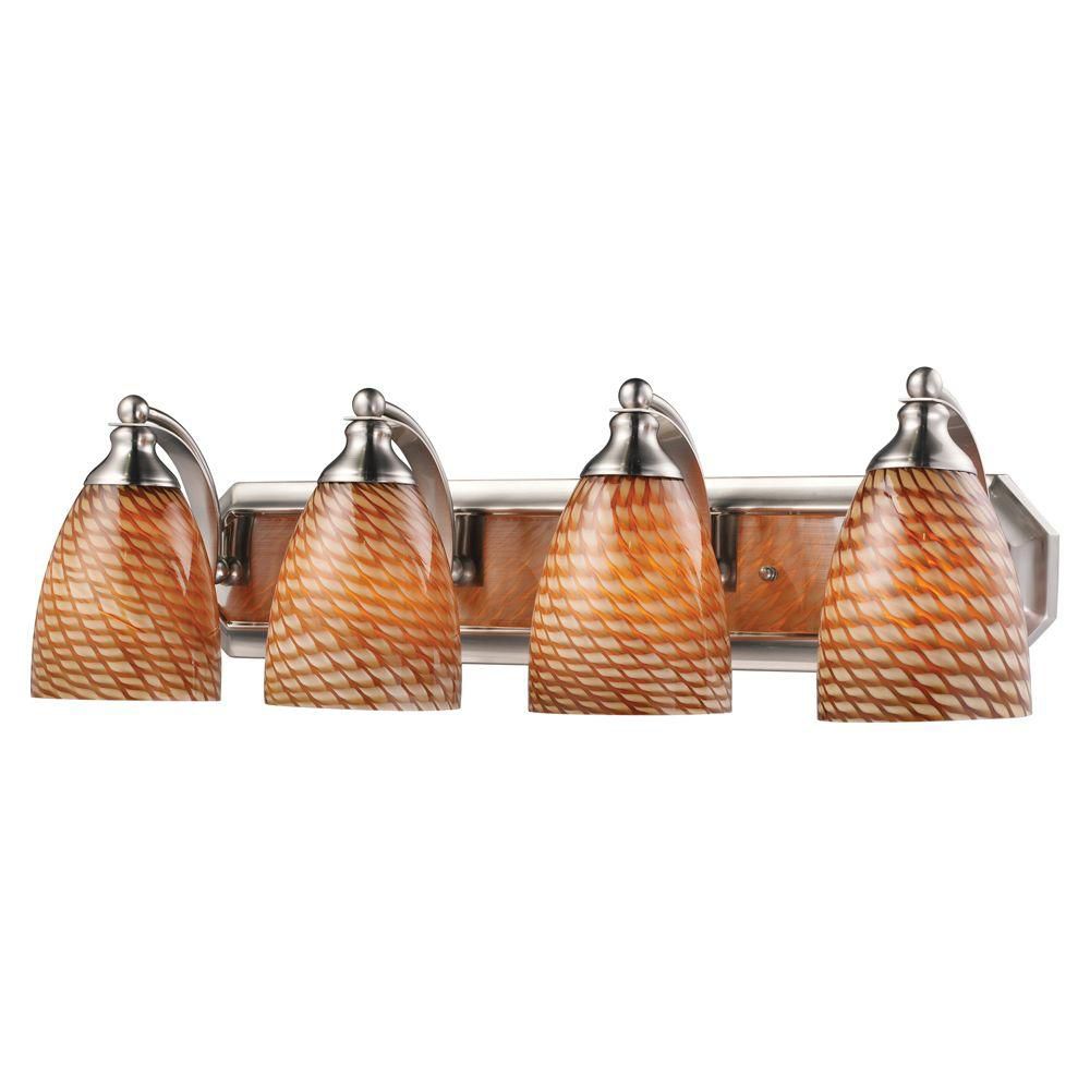Titan Lighting Applique murale à 4 ampoules au fini nickel satiné Vanity Titan Lighting Applique murale à 4 ampoules au fini nickel satiné Vanity