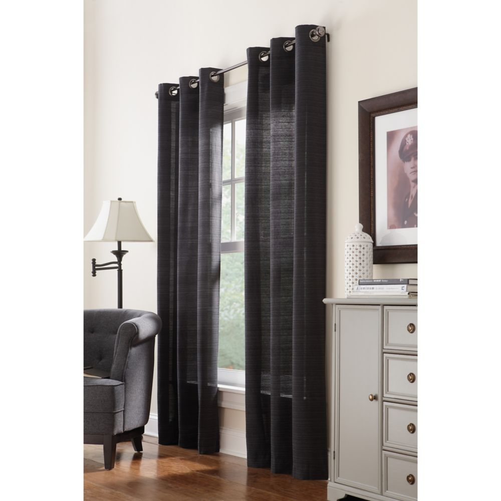 Home Decorators Collection Panneau à ��illets Texture Nervurée - Noir - 107 cm X 213 cm Home Decorators Collection Panneau à ��illets Texture Nervurée - Noir - 107 cm X 213 cm