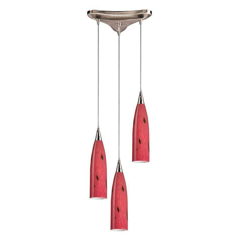Titan Lighting Luminaire suspendu à 3 ampoules au fini nickel satiné Titan Lighting Luminaire suspendu à 3 ampoules au fini nickel satiné