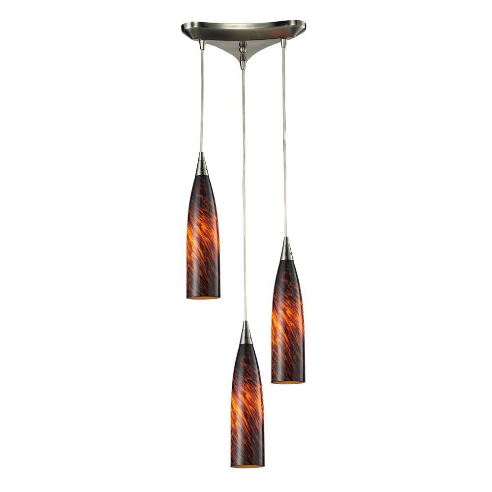 Titan Lighting Luminaire suspendu à 3 ampoules au fini nickel satiné Titan Lighting Luminaire suspendu à 3 ampoules au fini nickel satiné