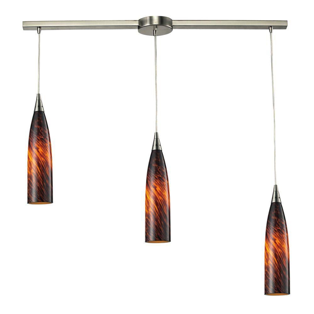 Titan Lighting Luminaire suspendu à 3 ampoules au fini nickel satiné Titan Lighting Luminaire suspendu à 3 ampoules au fini nickel satiné