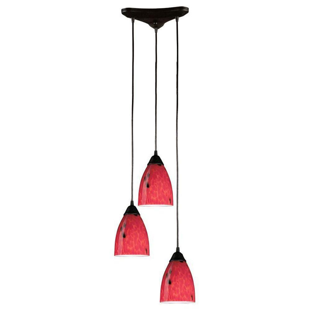 Titan Lighting Luminaire suspendu à 3 ampoules au fini rouille sombre Titan Lighting Luminaire suspendu à 3 ampoules au fini rouille sombre