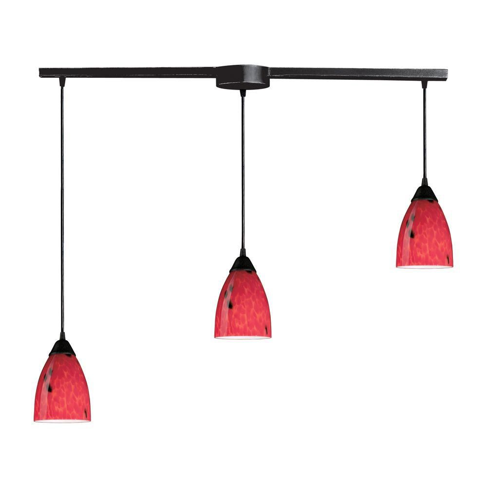 Titan Lighting Luminaire suspendu à 3 ampoules au fini rouille sombre Titan Lighting Luminaire suspendu à 3 ampoules au fini rouille sombre