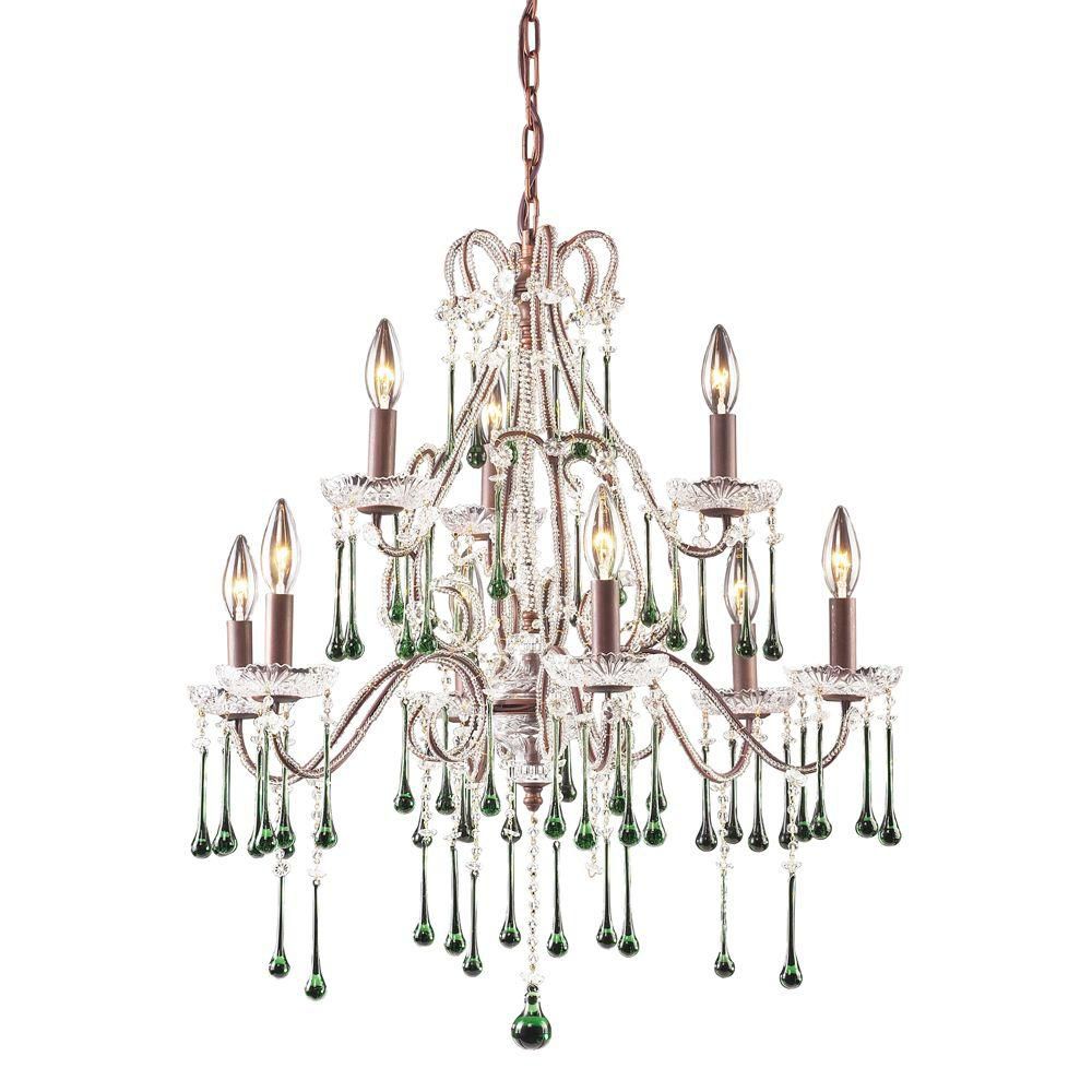 Titan Lighting Lustre à 9 ampoules au fini rouille Titan Lighting Lustre à 9 ampoules au fini rouille