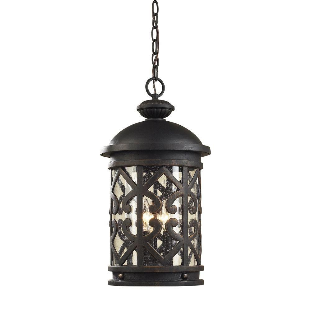 Titan Lighting Luminaire suspendu extérieur à 3 ampoules au fini anthracite patiné Titan Lighting Luminaire suspendu extérieur à 3 ampoules au fini anthracite patiné