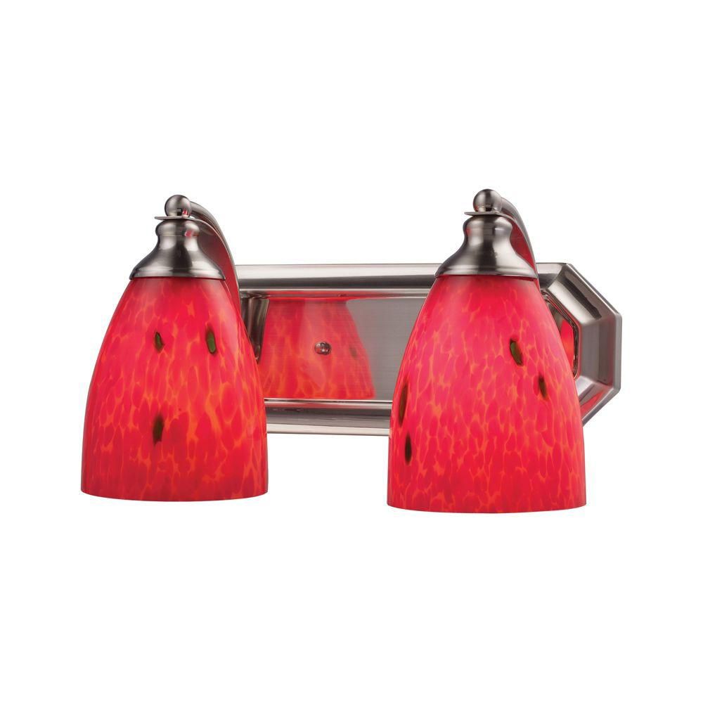 Titan Lighting Applique murale à 2 ampoules au fini nickel satiné Vanity Titan Lighting Applique murale à 2 ampoules au fini nickel satiné Vanity