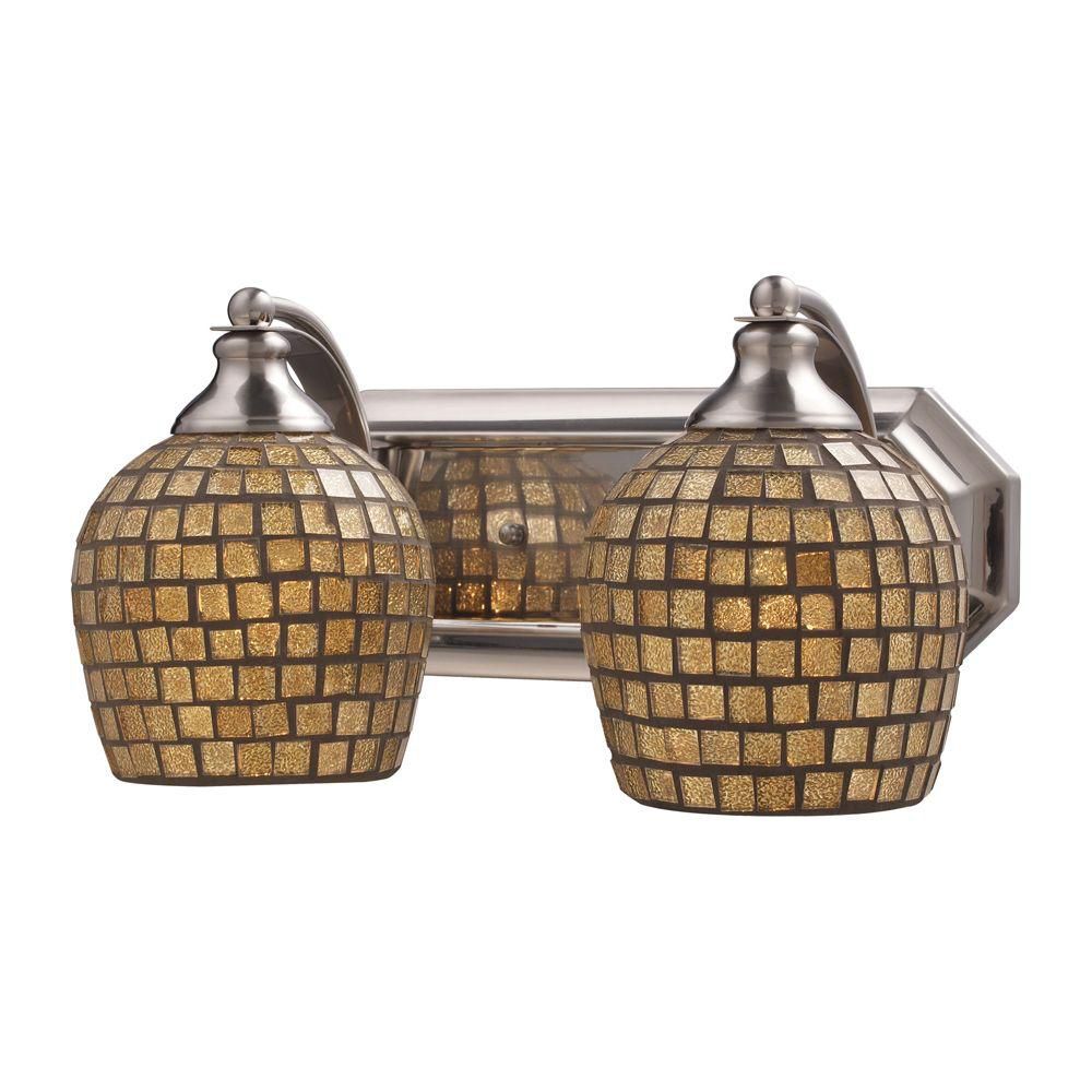 Titan Lighting Applique murale à 2 ampoules au fini nickel satiné Vanity Titan Lighting Applique murale à 2 ampoules au fini nickel satiné Vanity