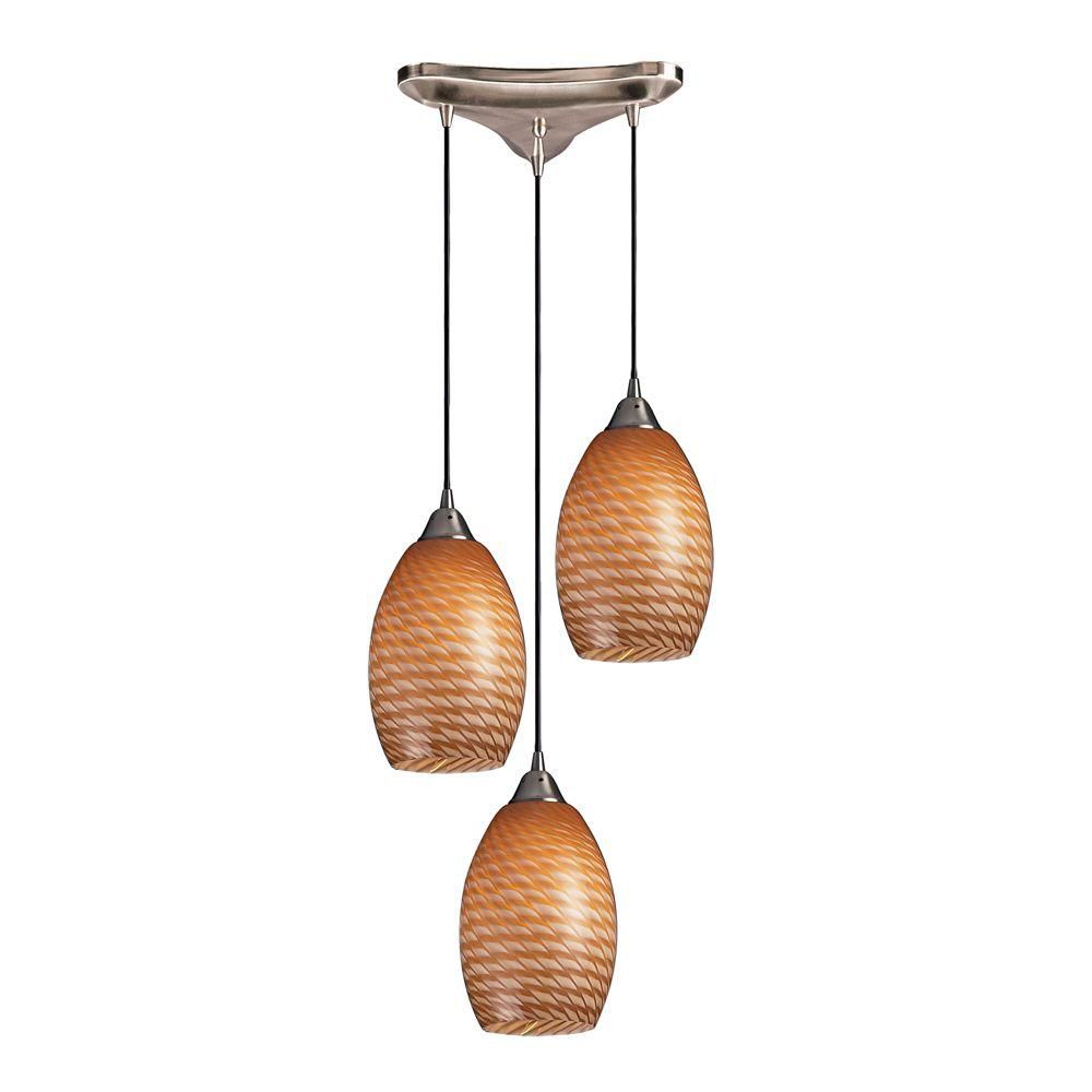 Titan Lighting Luminaire suspendu à 3 ampoules au fini nickel satiné Titan Lighting Luminaire suspendu à 3 ampoules au fini nickel satiné