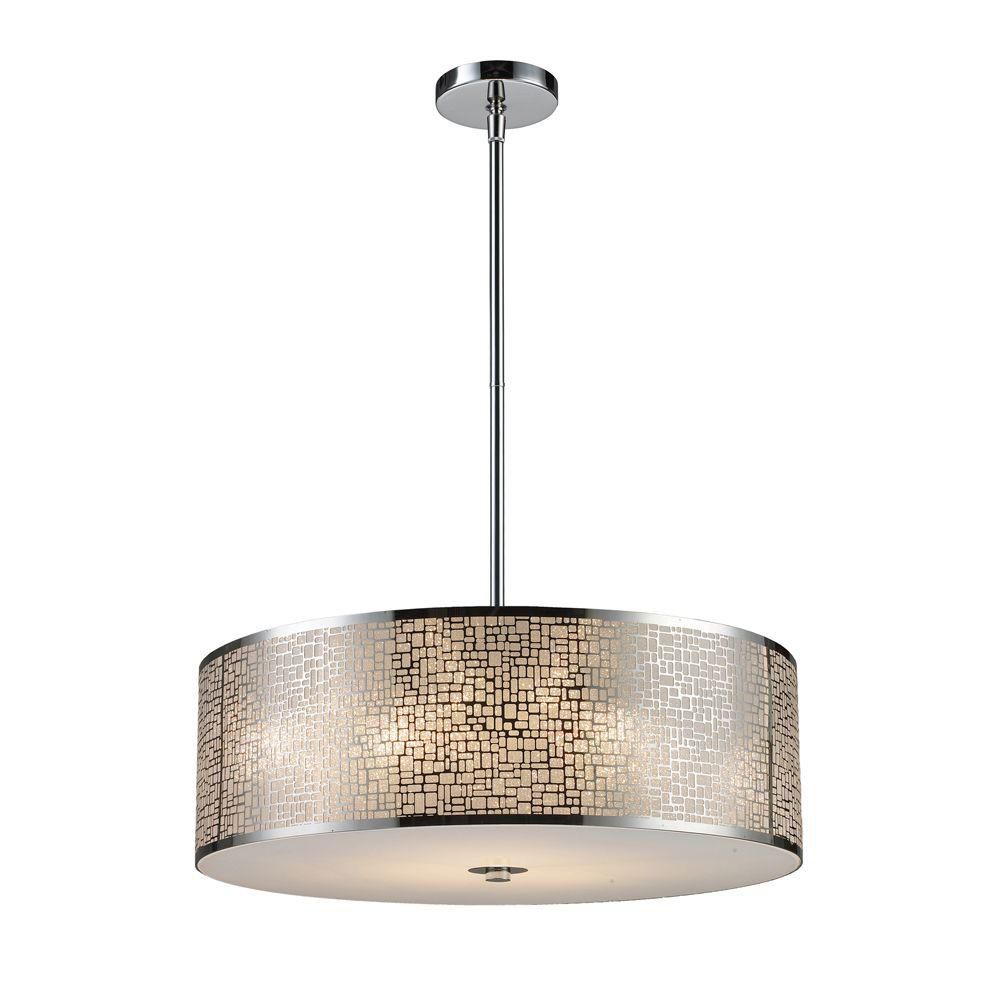 Titan Lighting Luminaire suspendu à 5 ampoules en acier inoxydable poli Titan Lighting Luminaire suspendu à 5 ampoules en acier inoxydable poli
