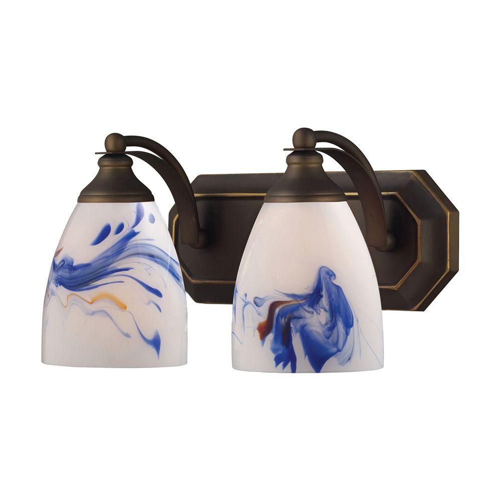 Titan Lighting Applique murale à 2 ampoules au fini bronze vieilli Vanity Titan Lighting Applique murale à 2 ampoules au fini bronze vieilli Vanity
