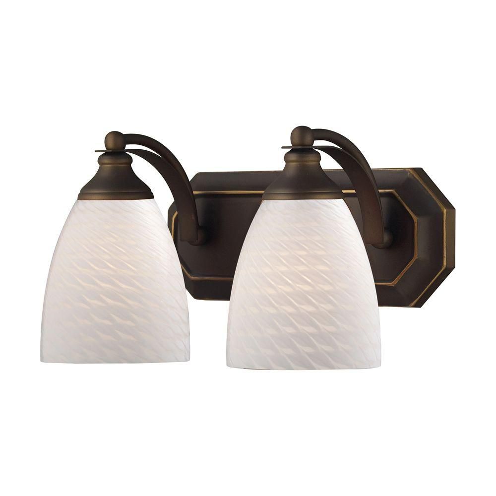 Titan Lighting Applique murale à 2 ampoules au fini bronze vieilli Vanity Titan Lighting Applique murale à 2 ampoules au fini bronze vieilli Vanity
