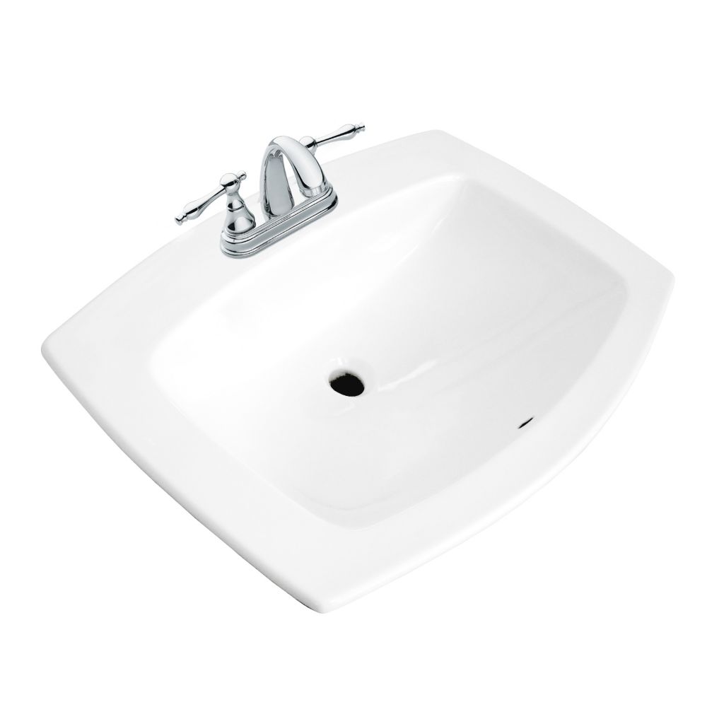 Galla Rectangular Drop In Bathroom Sink In White