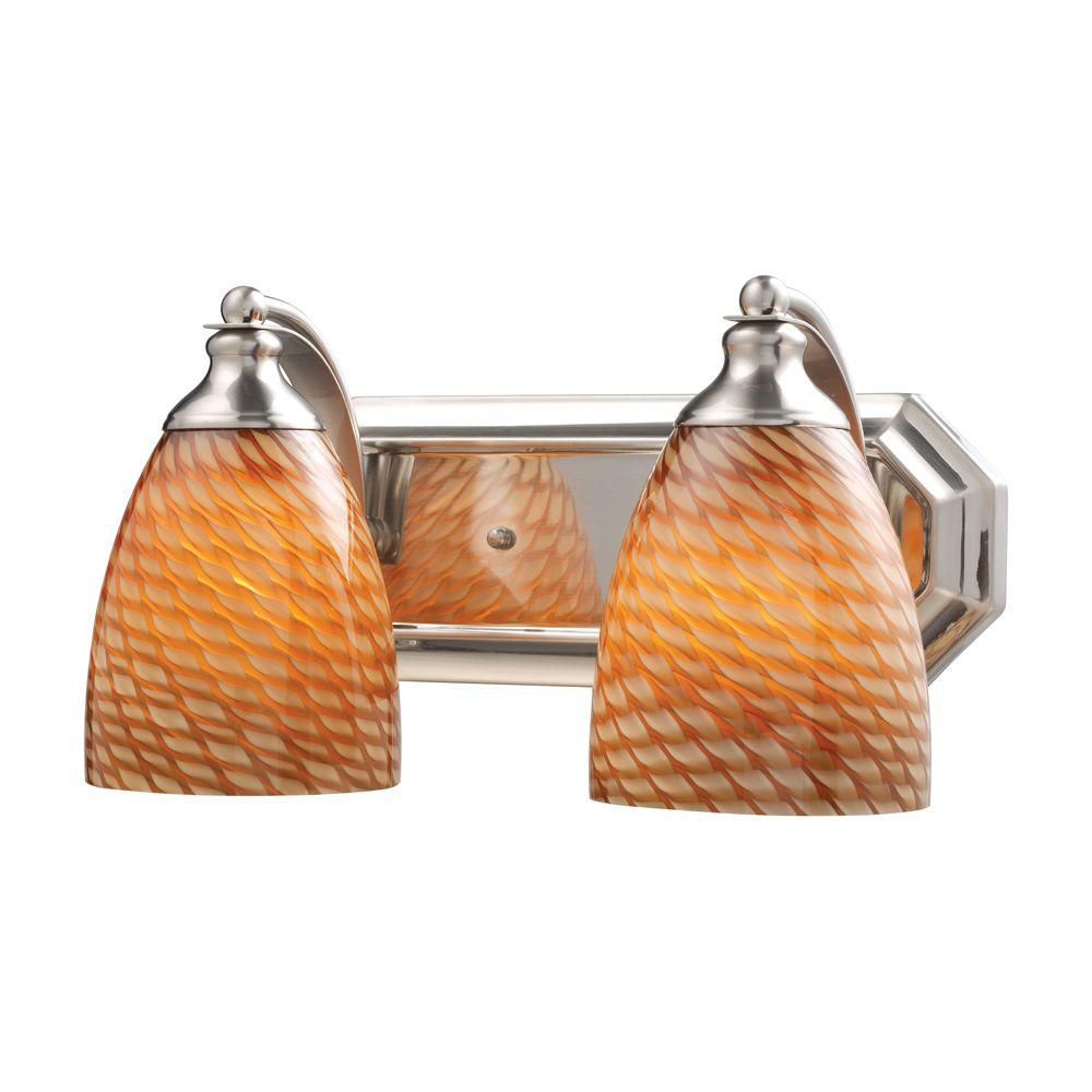 Titan Lighting Applique murale à 2 ampoules au fini nickel satiné Vanity Titan Lighting Applique murale à 2 ampoules au fini nickel satiné Vanity