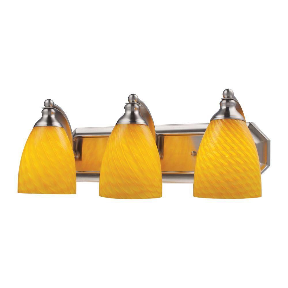 Titan Lighting Applique murale à 3 ampoules au fini nickel satiné Vanity Titan Lighting Applique murale à 3 ampoules au fini nickel satiné Vanity