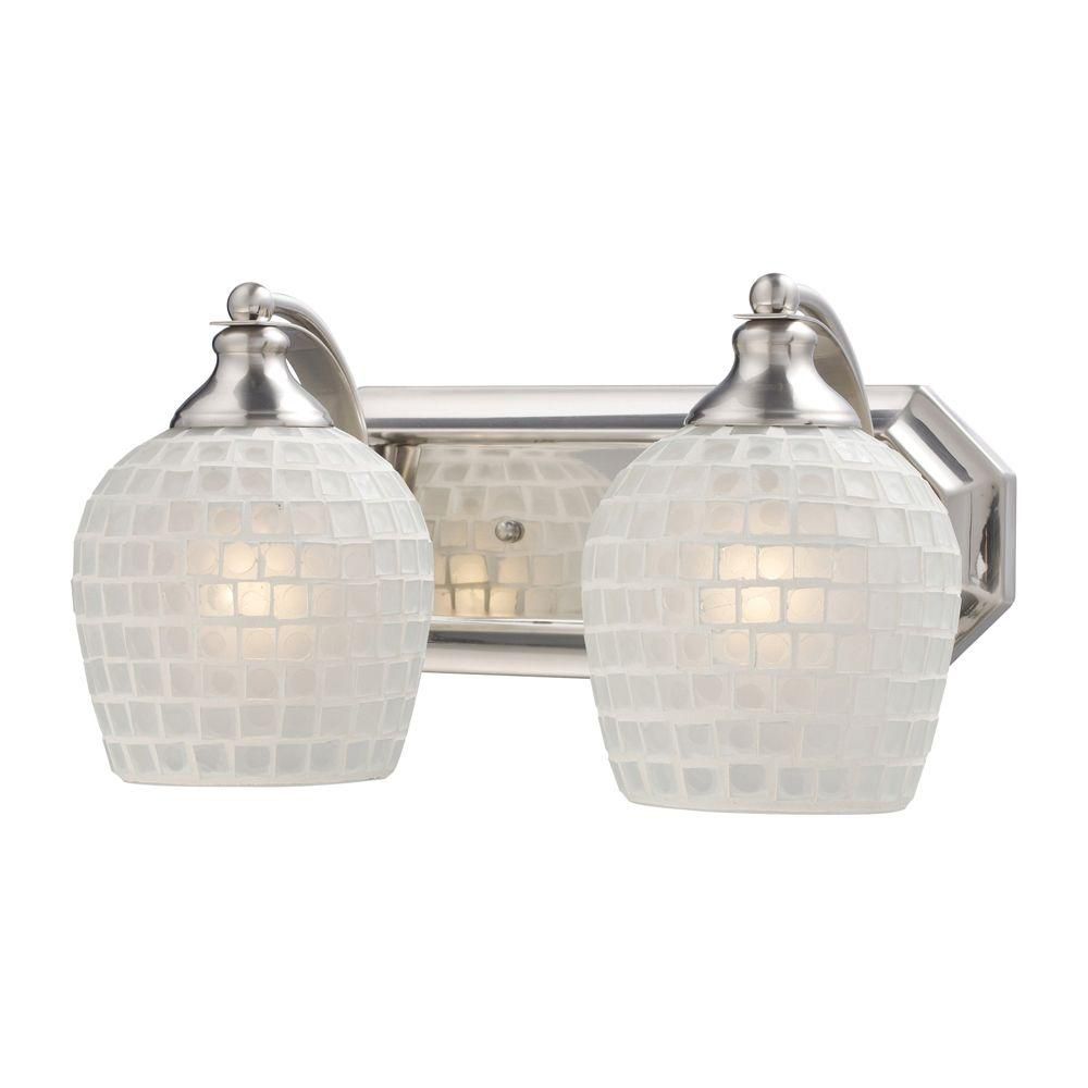 Titan Lighting Applique murale à 2 ampoules au fini nickel satiné Vanity Titan Lighting Applique murale à 2 ampoules au fini nickel satiné Vanity