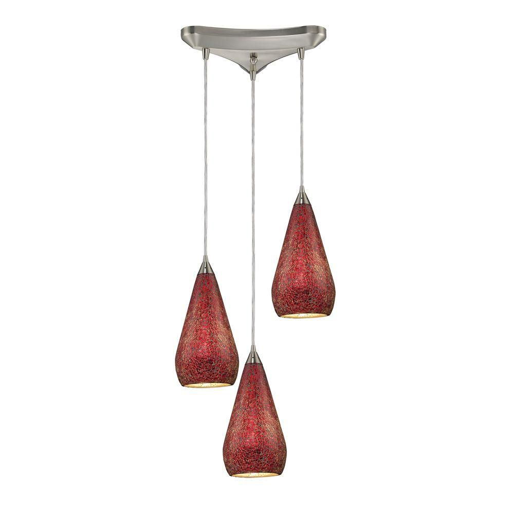 Titan Lighting Luminaire suspendu à 3 ampoules au fini nickel satiné Titan Lighting Luminaire suspendu à 3 ampoules au fini nickel satiné