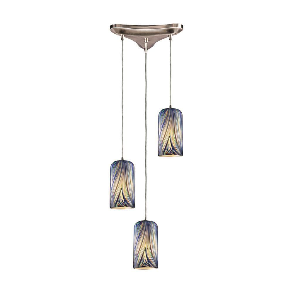 Titan Lighting Luminaire suspendu à 3 ampoules au fini nickel satiné Titan Lighting Luminaire suspendu à 3 ampoules au fini nickel satiné