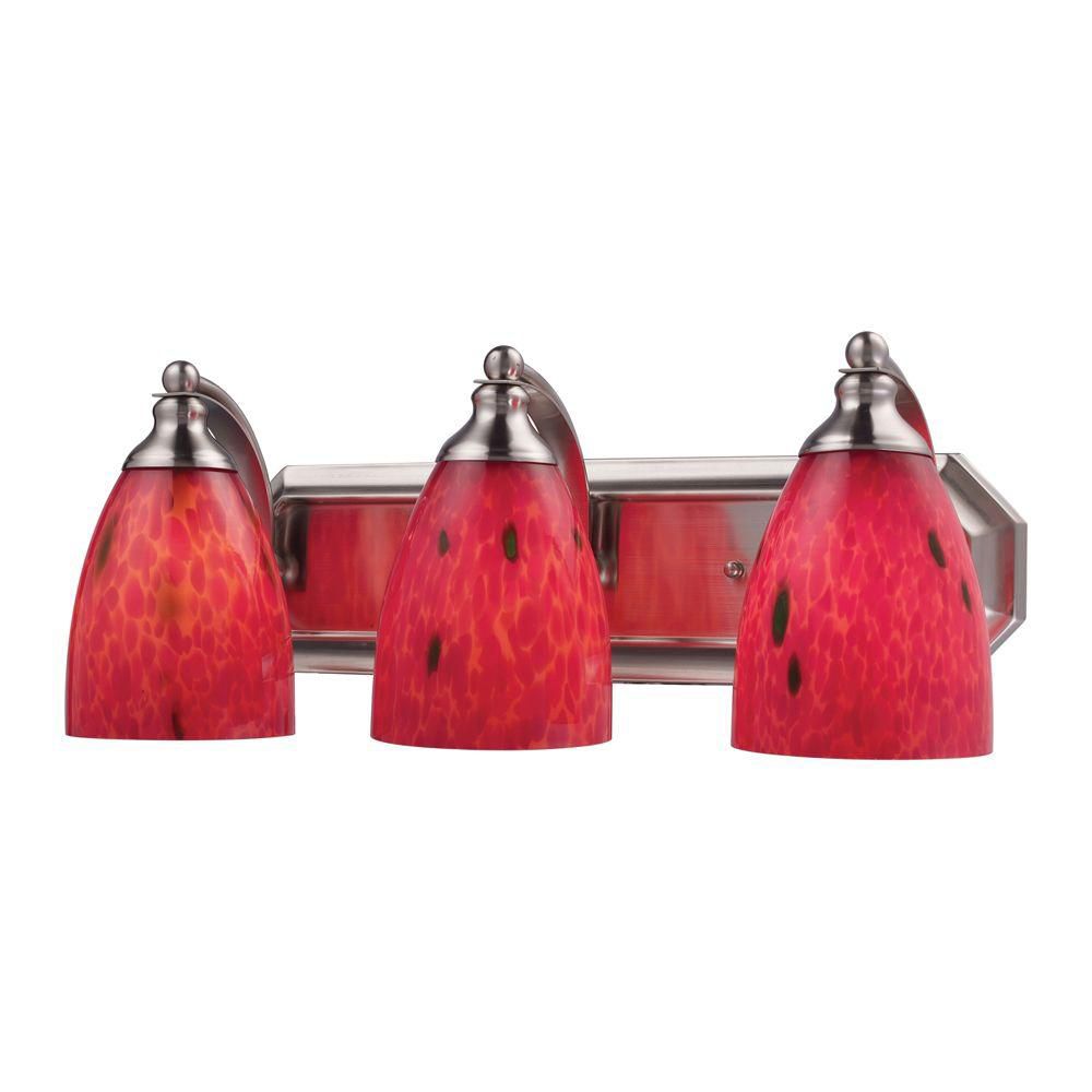 Titan Lighting Applique murale à 3 ampoules au fini nickel satiné Vanity Titan Lighting Applique murale à 3 ampoules au fini nickel satiné Vanity