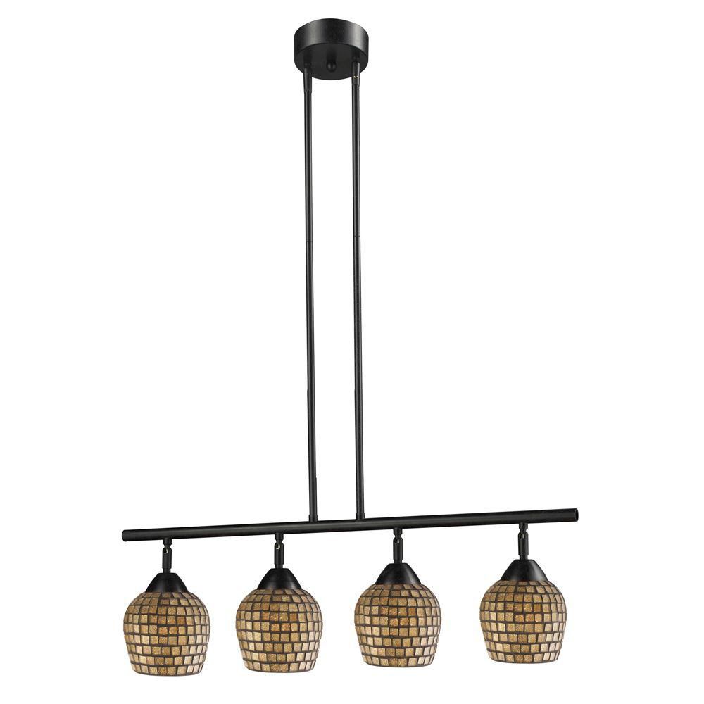 Titan Lighting Luminaire suspendu à 4 ampoules au fini rouille sombre Titan Lighting Luminaire suspendu à 4 ampoules au fini rouille sombre