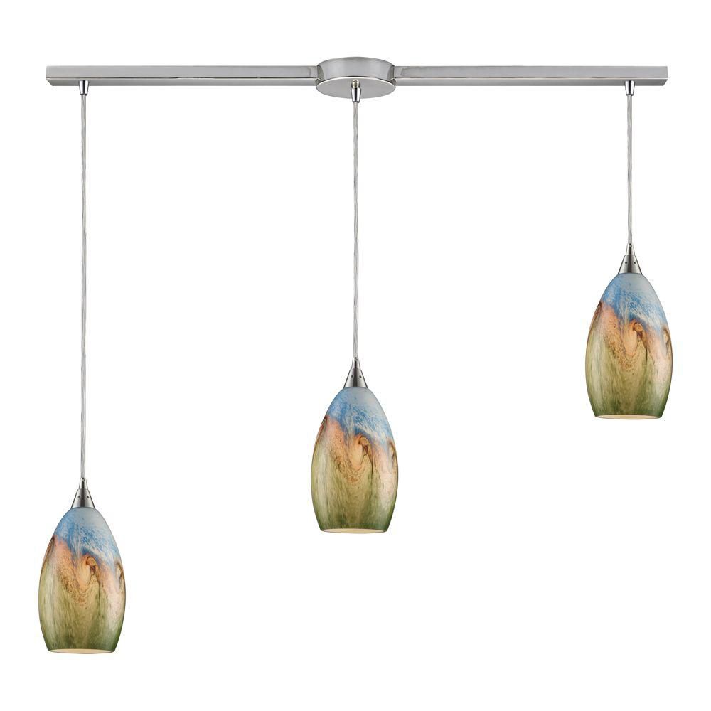Titan Lighting Luminaire suspendu à 3 ampoules au fini nickel satiné Titan Lighting Luminaire suspendu à 3 ampoules au fini nickel satiné