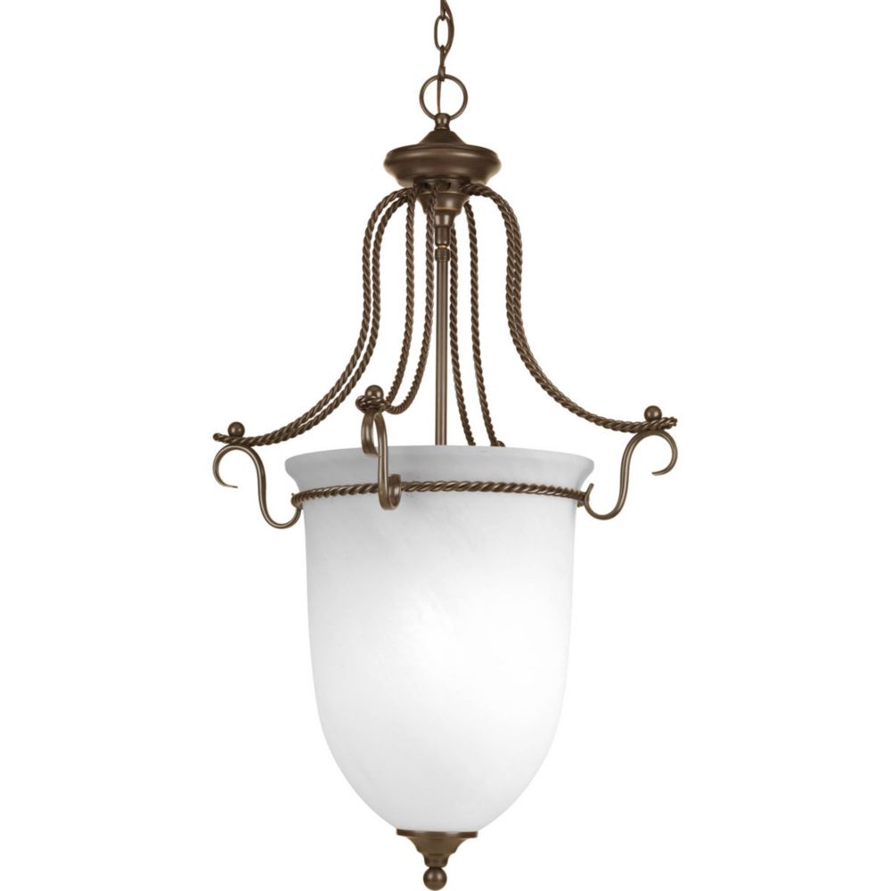 Progress Lighting Lustre de vestibule à 3 Lumières, Collection Avalon - fini Bronze à l'Ancienne Progress Lighting Lustre de vestibule à 3 Lumières, Collection Avalon - fini Bronze à l'Ancienne