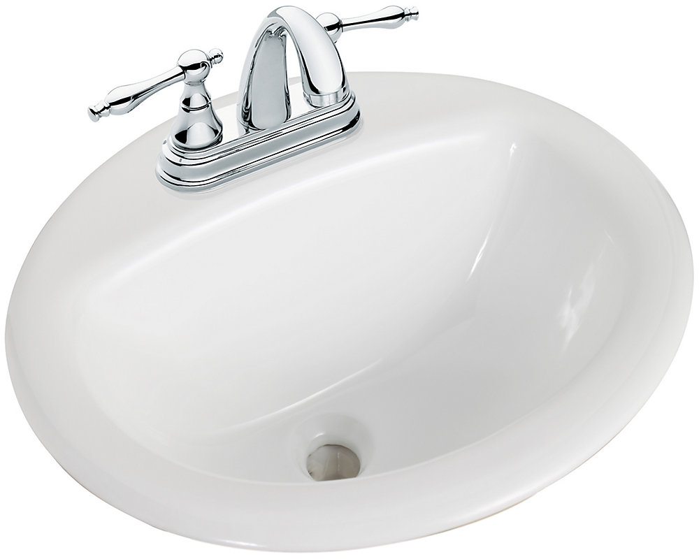 GLACIER BAY Round DropIn Bathroom Sink in White The