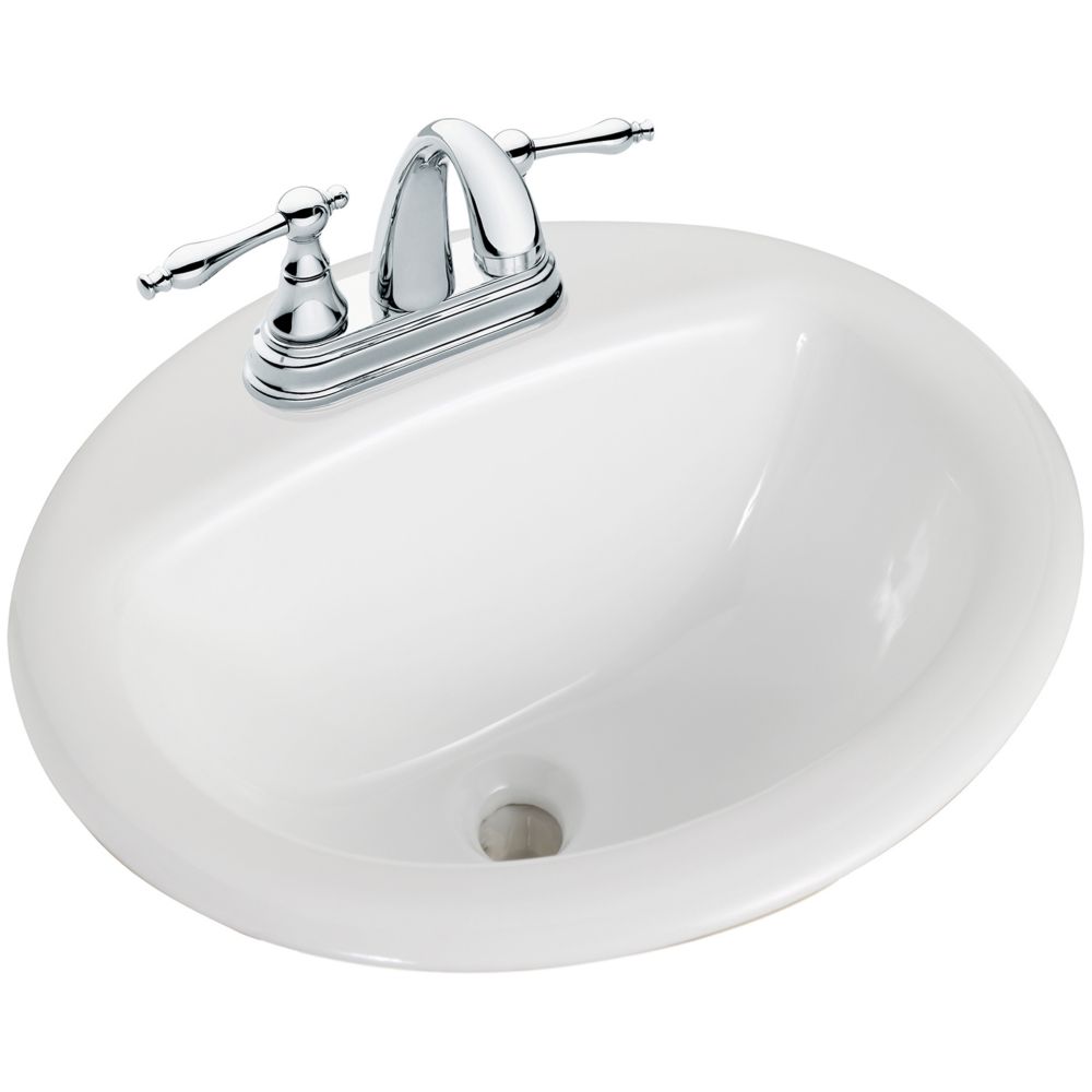 Round Drop In Bathroom Sink In White