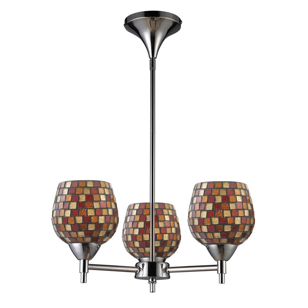 Titan Lighting Lustre à 3 ampoules au fini chrome poli Titan Lighting Lustre à 3 ampoules au fini chrome poli