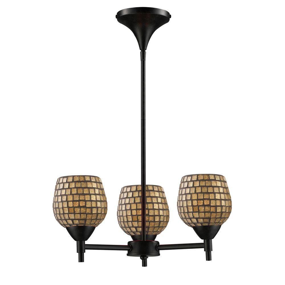 Titan Lighting Lustre à 3 ampoules au fini rouille sombre - TN-6654 Titan Lighting Lustre à 3 ampoules au fini rouille sombre - TN-6654
