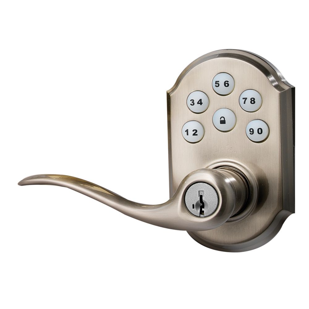 Weiser Toluca Satin Nickel Keyless Entry SmartCode Lever Handleset with SmartKey The Home
