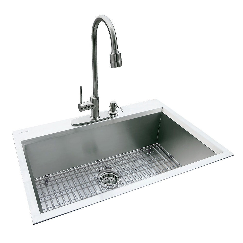 Dual Mount 31 5 Inch X 20 5 Inch X 10 Inch Deep Welded Single Bowl Kitchen Sink In Stainless Steel