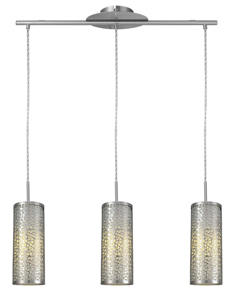 Eglo Almera 3 Light Matte Nickel Pendant Light Fixture With White