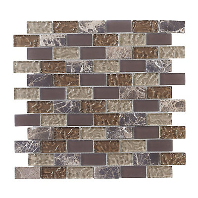Jeffrey Court Emperador 12 Inch X Gl And Marble Mosaic Emperador 12 Inch X Gl And Marble Mosaic Brick Wall Tile
