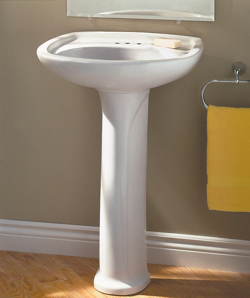 Marina 4 Inch Bathroom Pedestal Sink Basin In White